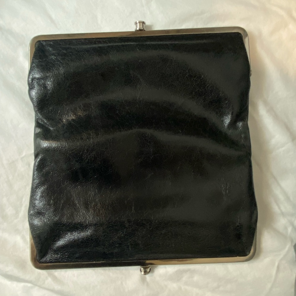 Hobo International Leather DOUBLE FRAME Clutch Wallet Black Silver Trim. - Picture 7 of 8